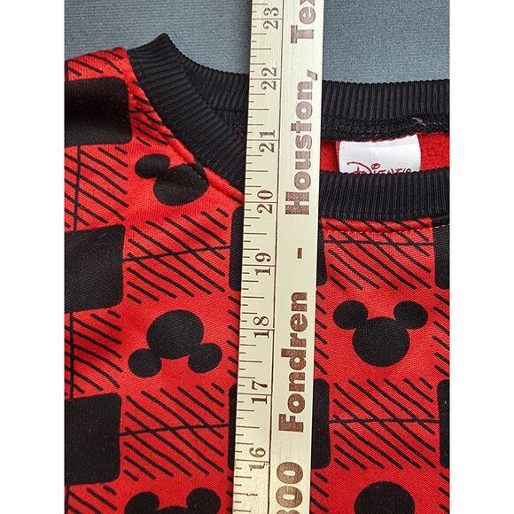Disney Mickey Mouse Sweater Womens Small Oversized Red Black Fleece Lined - Picture 6 of 8